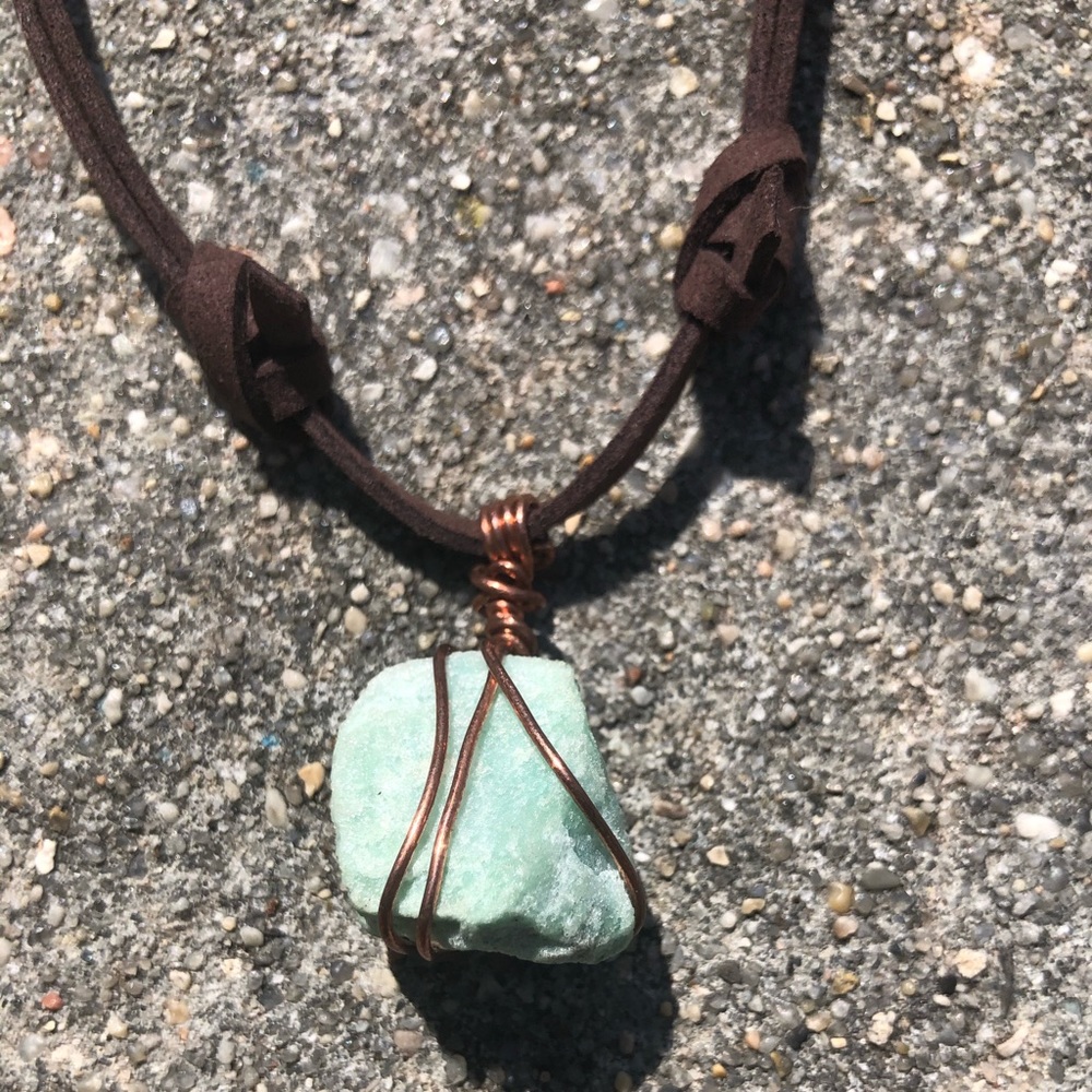 Copper Wrapped Green Aventurine Necklace